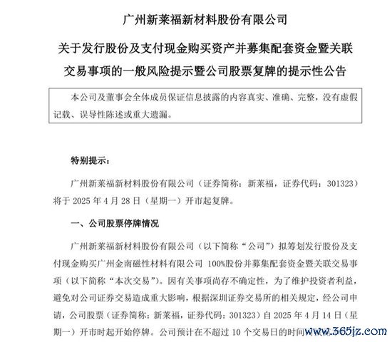 中国股票配资网网 复牌！301323，重大资产重组